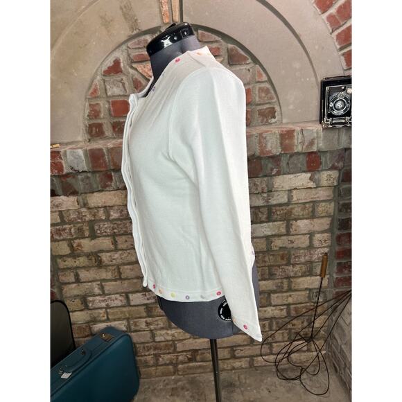 cardigan sweater pastel button detail white pink purple yellow - Picture 4 of 10